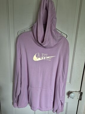 Nike Lavender Pullover Hoodie with Metallic Logo